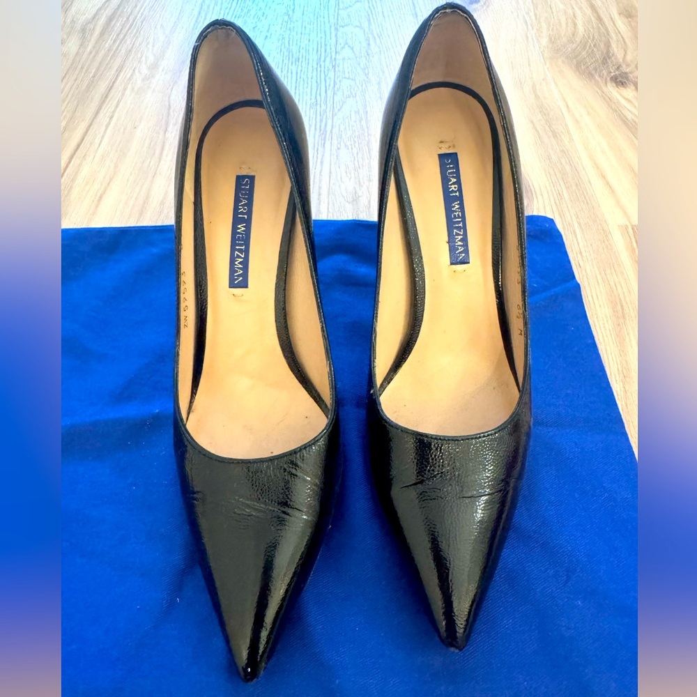 Stuart Weitzman Black Block Heel Pumps with Dust Bag